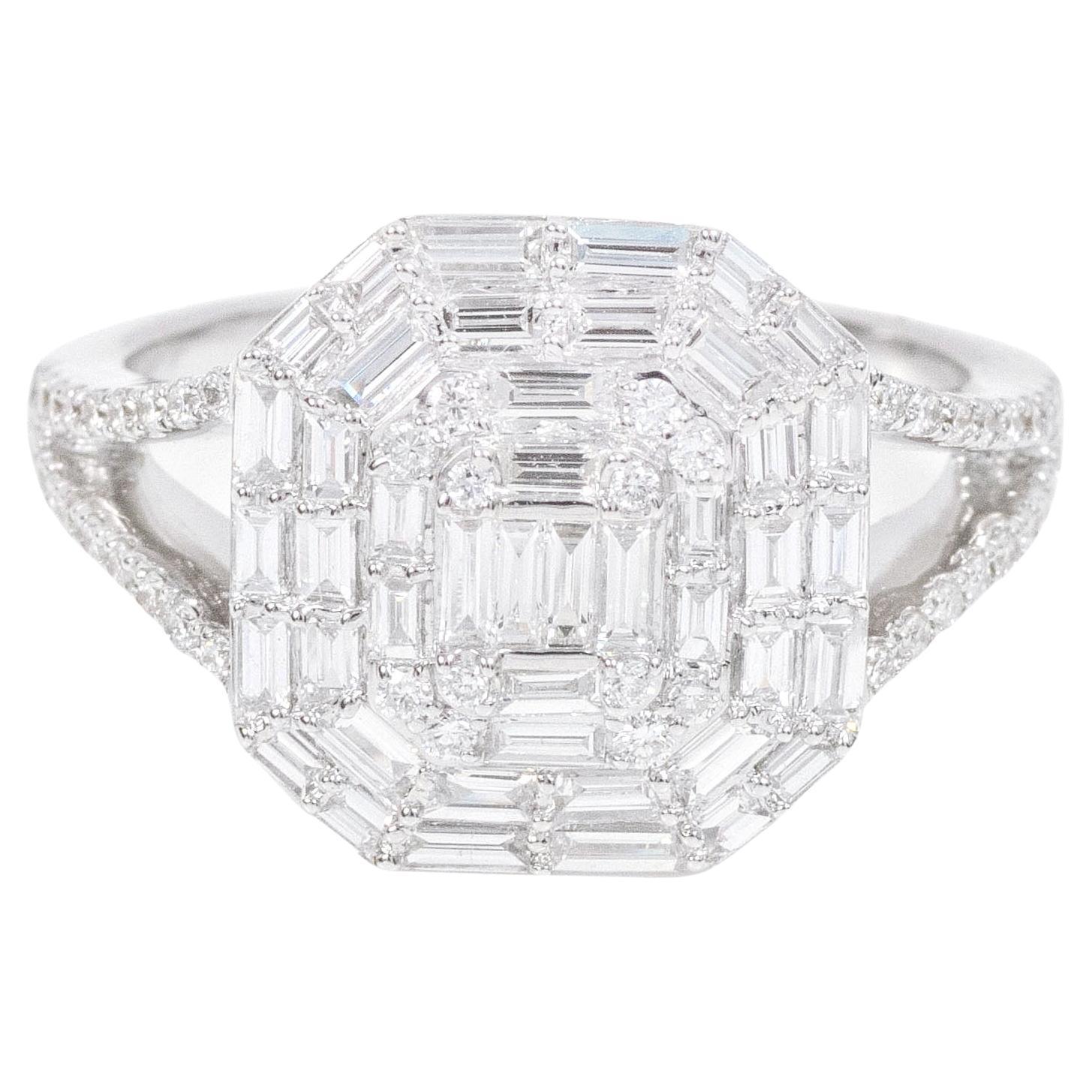 18 Karat White Gold 1.12 Carat Diamond Contemporary-Style Ring For Sale