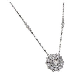 Collier à fleurs en or blanc 18 carats et diamants de 1,14 carat