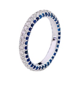 18 Karat White Gold 1.16 Carat Round-Cut Sapphire and Diamond Eternity Band Ring
