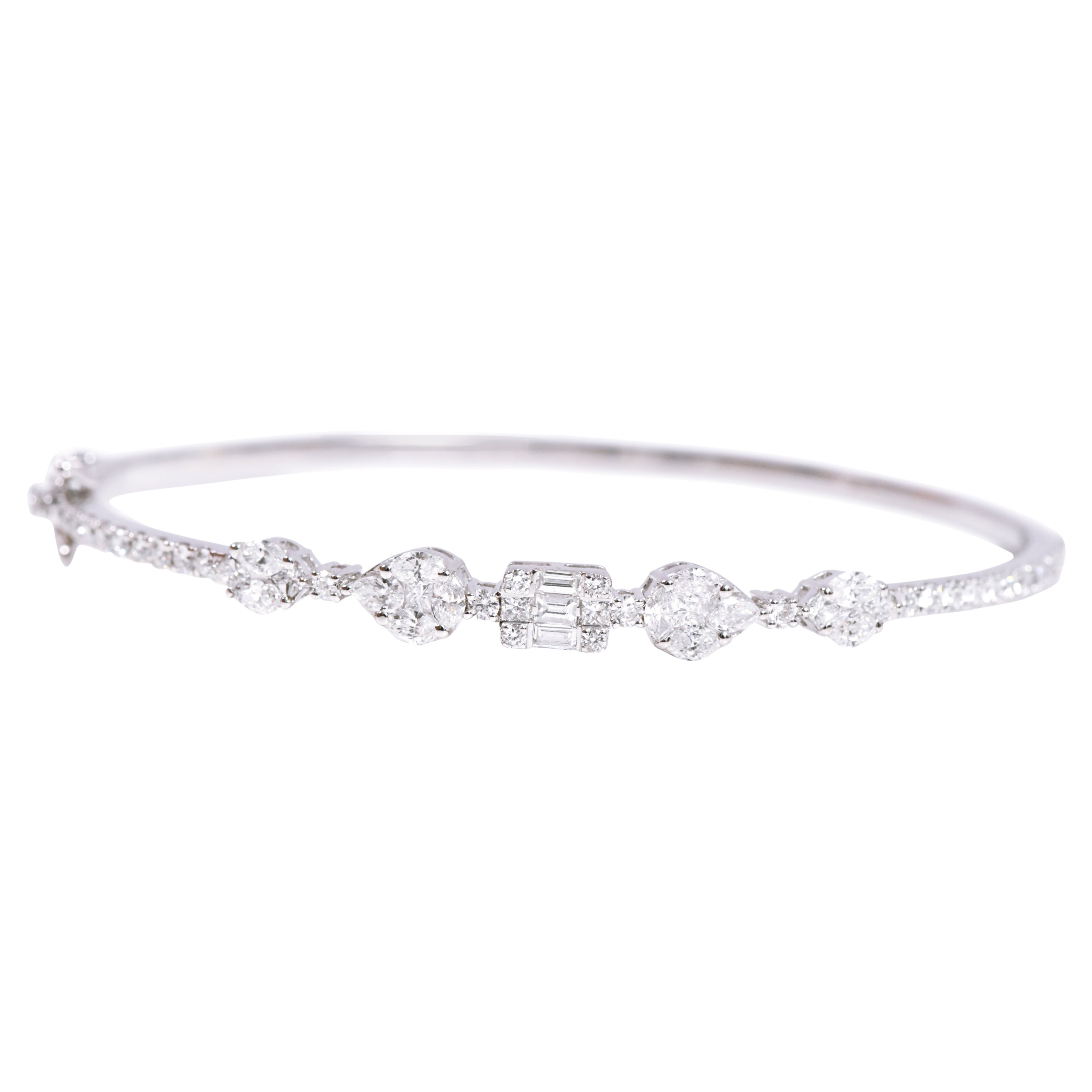 Bracciale con diamanti "Invisible-Set" in oro bianco 18 carati da 1,24 carati