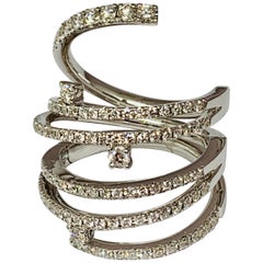 18 Karat White Gold 1.24 Carat Round Diamond Hinged Spiral Ring