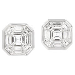 18 Karat Weißgold 1,24 Gesamtkarat Gesamtkaratgewicht Diamant-Ohrstecker im Asscher-Schliff