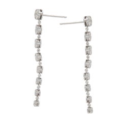 18 Karat White Gold 1.24 Carat Decrescendo Diamond Dangle Earrings