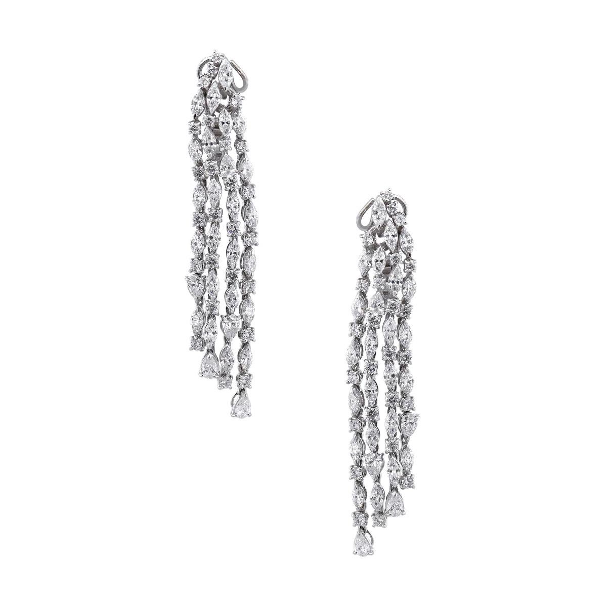 5.04 Carat Diamond Multi Strand Hanging Earrings For Sale at 1stDibs