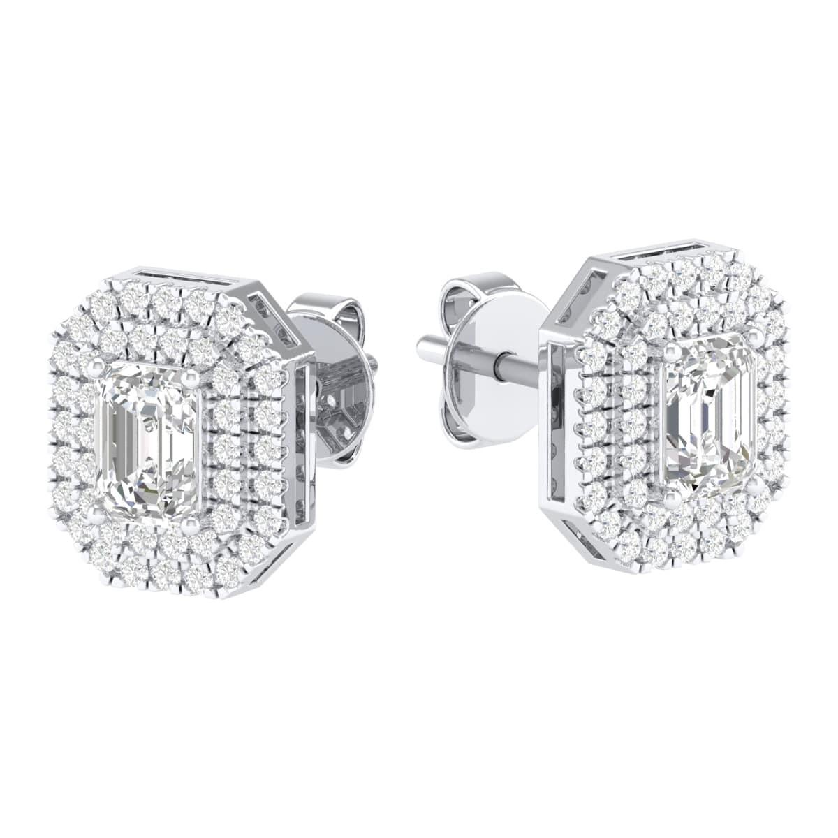 Contemporary 18 Karat White Gold 1.26 Carat Emerald Solitaire Stud Earrings For Sale