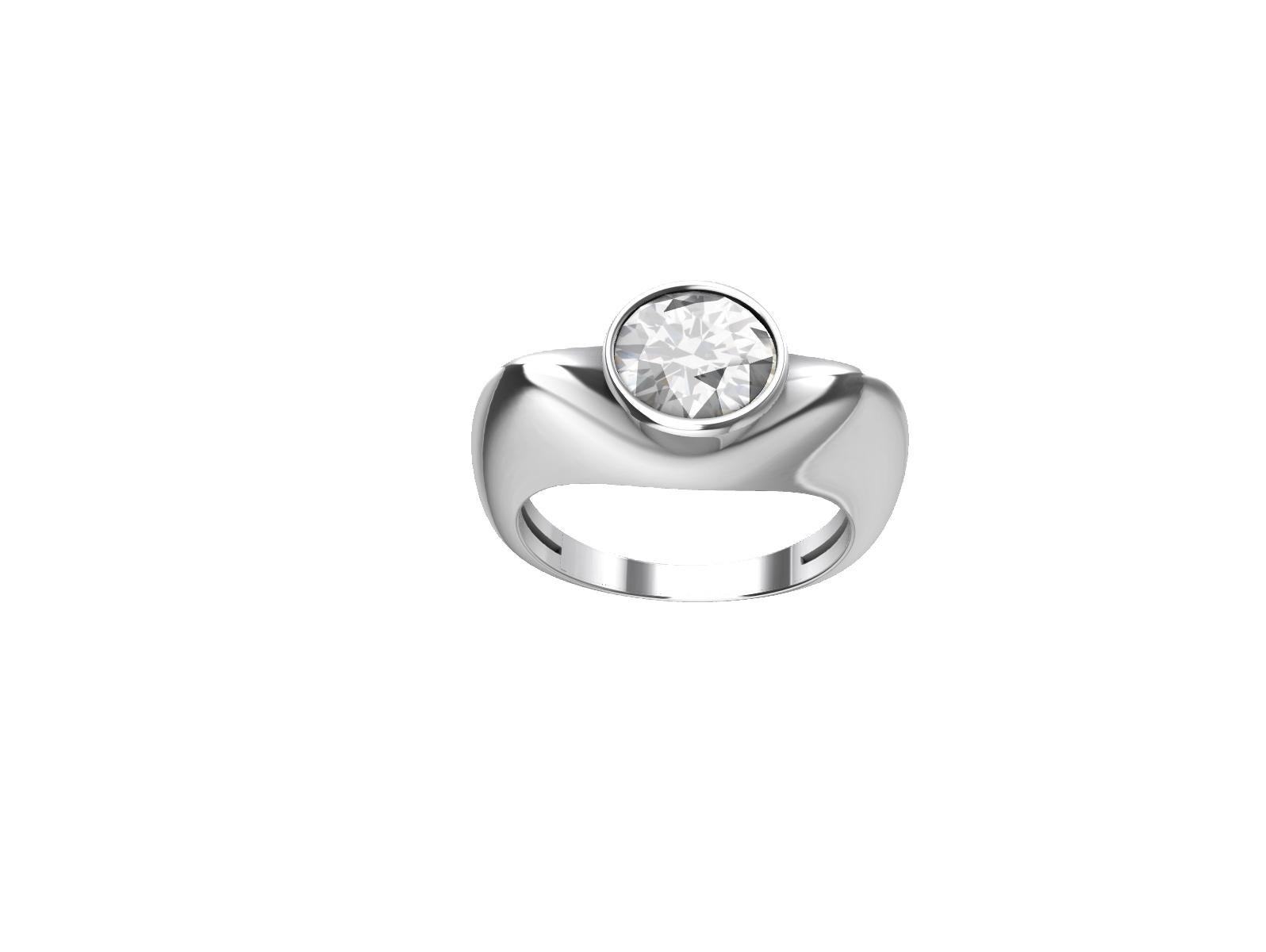 For Sale:  18 Karat White Gold 1.26 Carat GIA Diamond Sculpture Ring 5