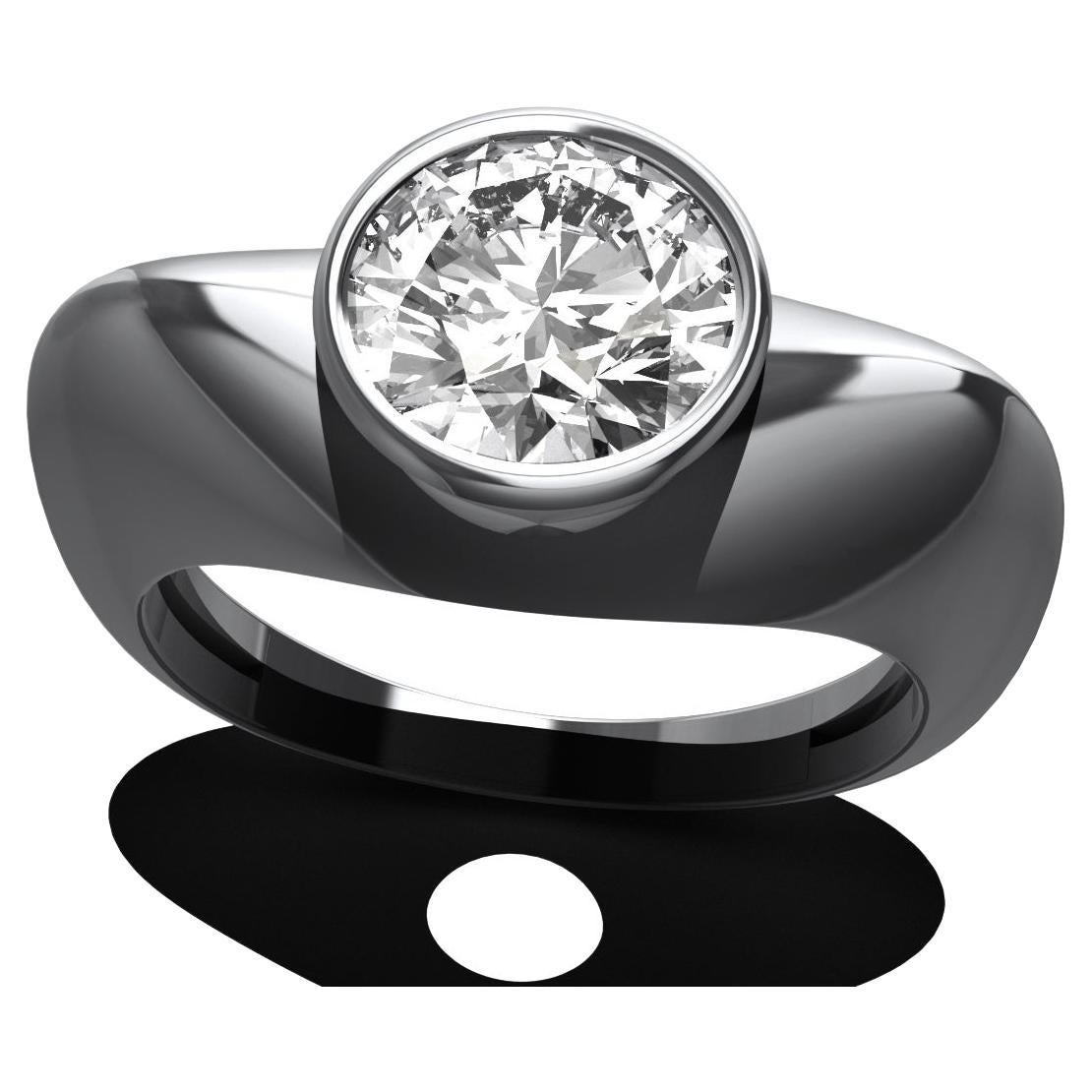 18 Karat White Gold 1.26 Carat GIA Diamond Sculpture Ring