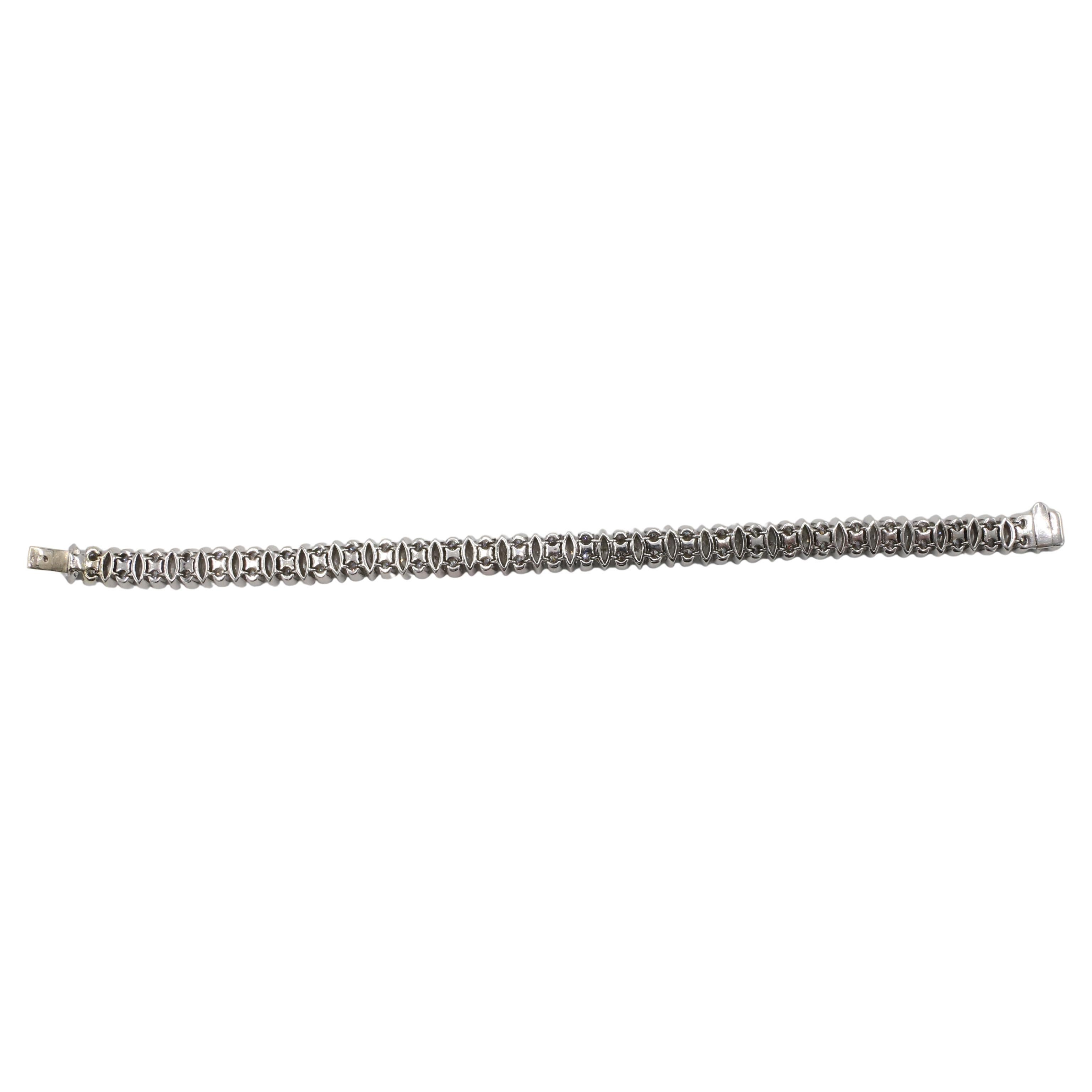 Taglio marquise Bracciale a due file in oro bianco 18 carati con diamanti naturali da 13,00 carati in vendita