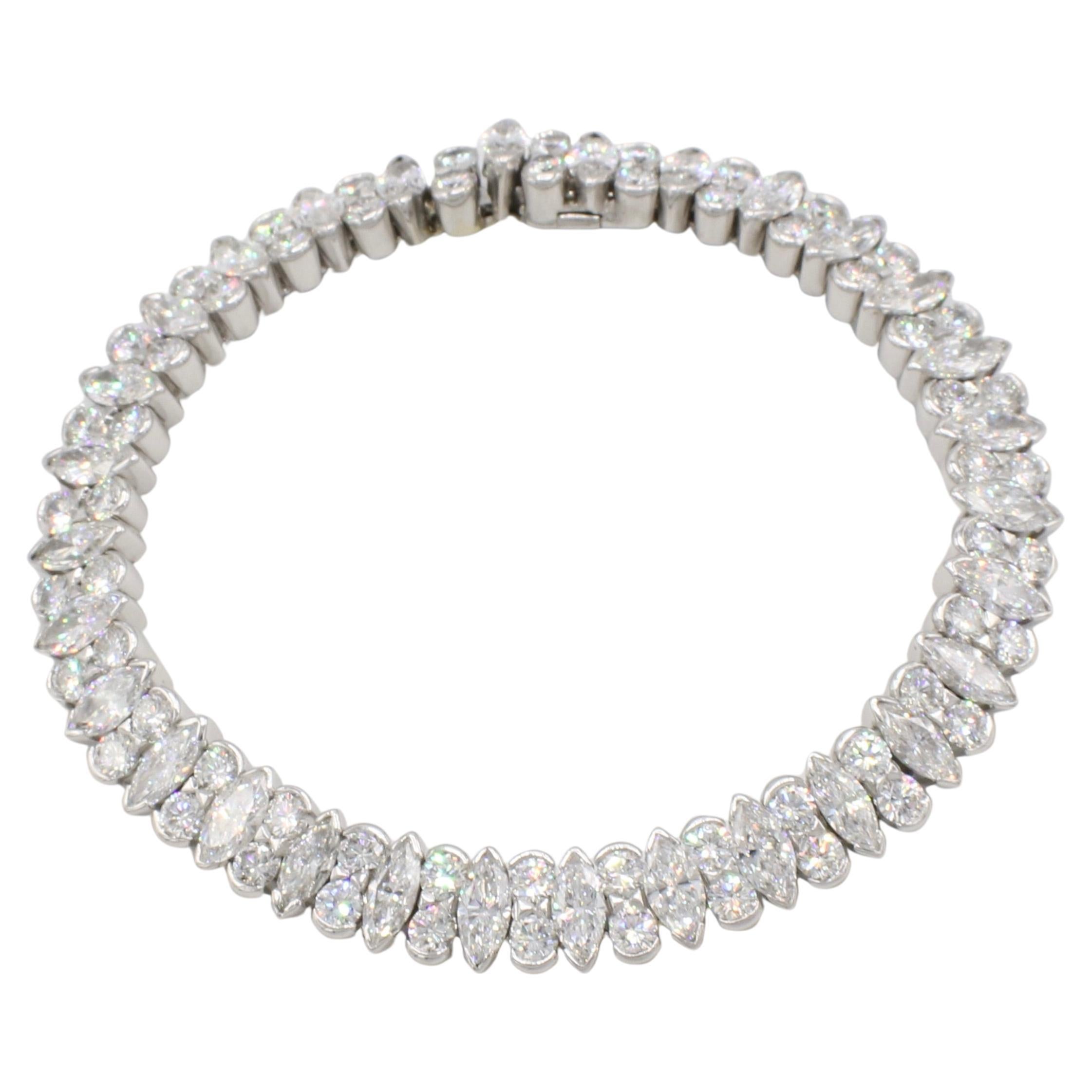 Bracciale a due file in oro bianco 18 carati con diamanti naturali da 13,00 carati in vendita