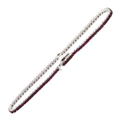Bracciale Tennis in oro bianco 18 carati con rubino taglio rotondo da 1,32 carati