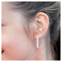 18 Karat White Gold 13.29 Carat Diamond Emerald-Cut Solitaires Hoop Earrings