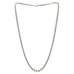 18 Karat White Gold 14 Carat Natural Diamond Tennis Riviera Graduated Necklace