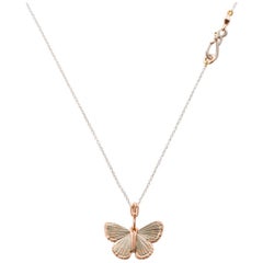 18 Karat White Gold 14 Karat Rose Gold Palos Verde Butterfly Necklace