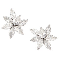 Pendientes Racimo de Diamantes Spray Oro Blanco 18 Kilates 1.40 Cttw