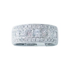 18 Karat White Gold 1.45 Carat Princess Cut Diamond Band Ring