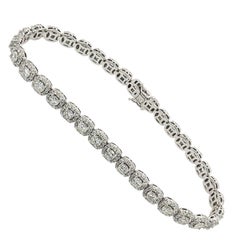 18 Karat White Gold 1.45 Carat Radiant Cut 3.55 Carat Round Diamond Cut Bracelet