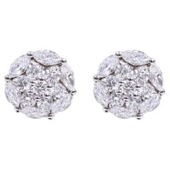 18 Karat White Gold 1.46 Carat Diamond Stud Earrings