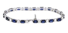 18 Karat White Gold 14.79 Carat Sapphire and Diamond Solitaire Tennis Bracelet