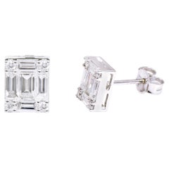 18 Karat White Gold 1.49 Carat Diamond "Invisible-Setting" Stud Earrings