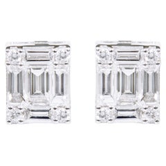 18 Karat White Gold 1.49 Carat Diamond "Invisible-Setting" Stud Earrings
