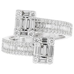 18 Karat White Gold 1.50 Carat Diamond by Pass Ring