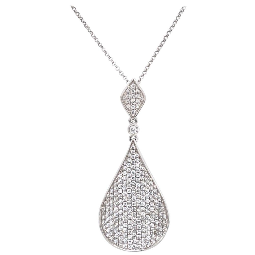 18 Karat White Gold 1.50 Carat Diamond Necklace For Sale