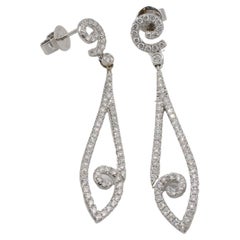 18 Karat White Gold 1.50 Carat Natural Diamond Dangle Drop Earrings