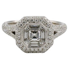 Anillo de compromiso de oro blanco de 18 quilates con halo de diamantes naturales de 1,50 quilates