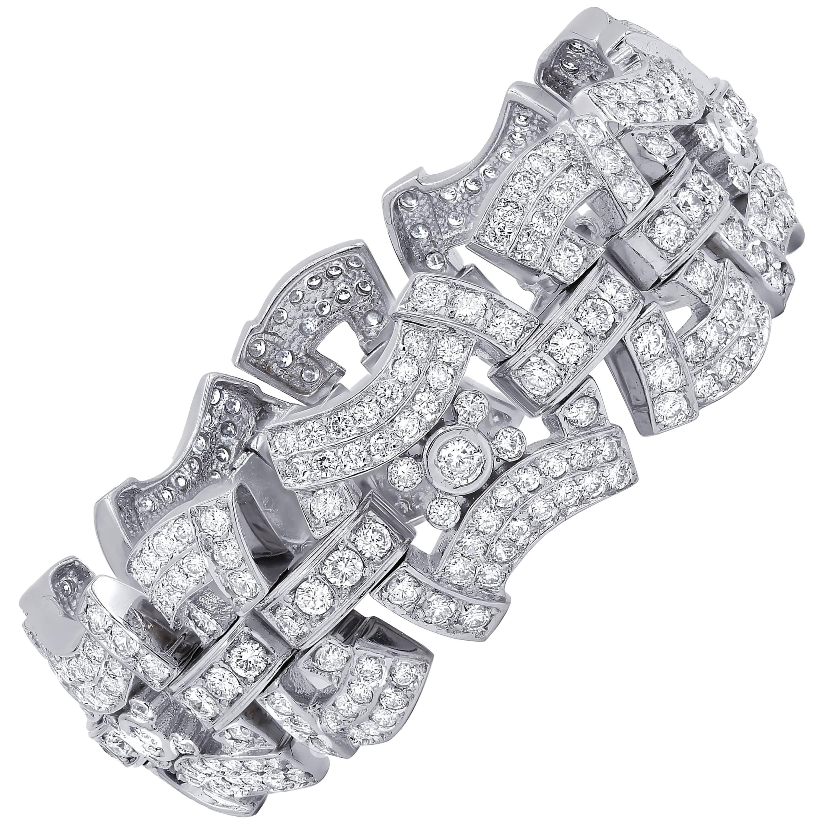Bracciale in oro bianco 18 carati con diamanti da 15,00 carati