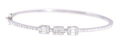 18 Karat White Gold 1.55 Carat Diamond "Invisible-Set" Diamond Bangle