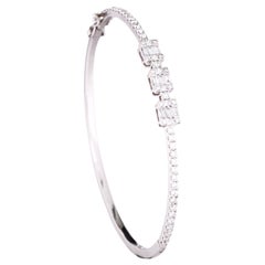 18 Karat Weißgold 1,55 Karat Diamant-Armreif mit unsichtbar gefasstem Diamanten