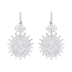 Boucles d'oreilles pendantes cocktail en or blanc 18 carats et diamants de 15,62 carats