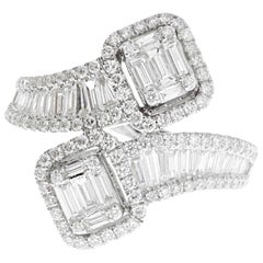 18 Karat White Gold 1.57 Carat Diamond by Pass Ring
