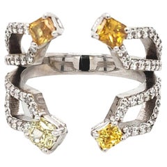 18 Karat White Gold 1.58 Carat Fancy-cut Natural Diamond Ring (Size 6.5)