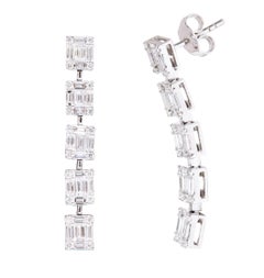 Orecchini pendenti con diamanti in oro bianco 18 carati da 1,59 carati