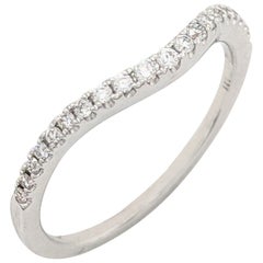 18 Karat White Gold .18 Carat Pave Diamond Curved Wedding Band Ring
