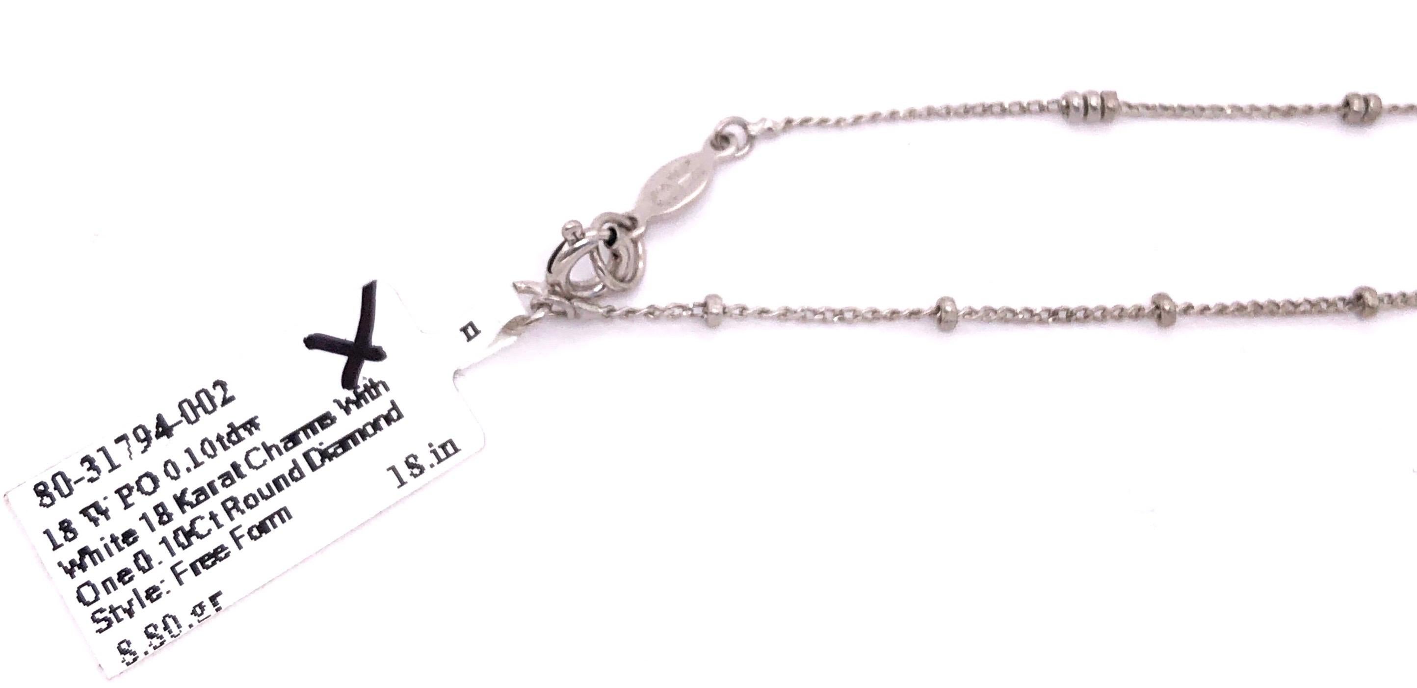 18 Karat White Gold Necklace with Pendant Charm 0.10 Carat Round Diamond For Sale 1