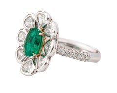 18 Karat White Gold 1.80 Carat Natural Emerald and Diamond Masterpiece Ring