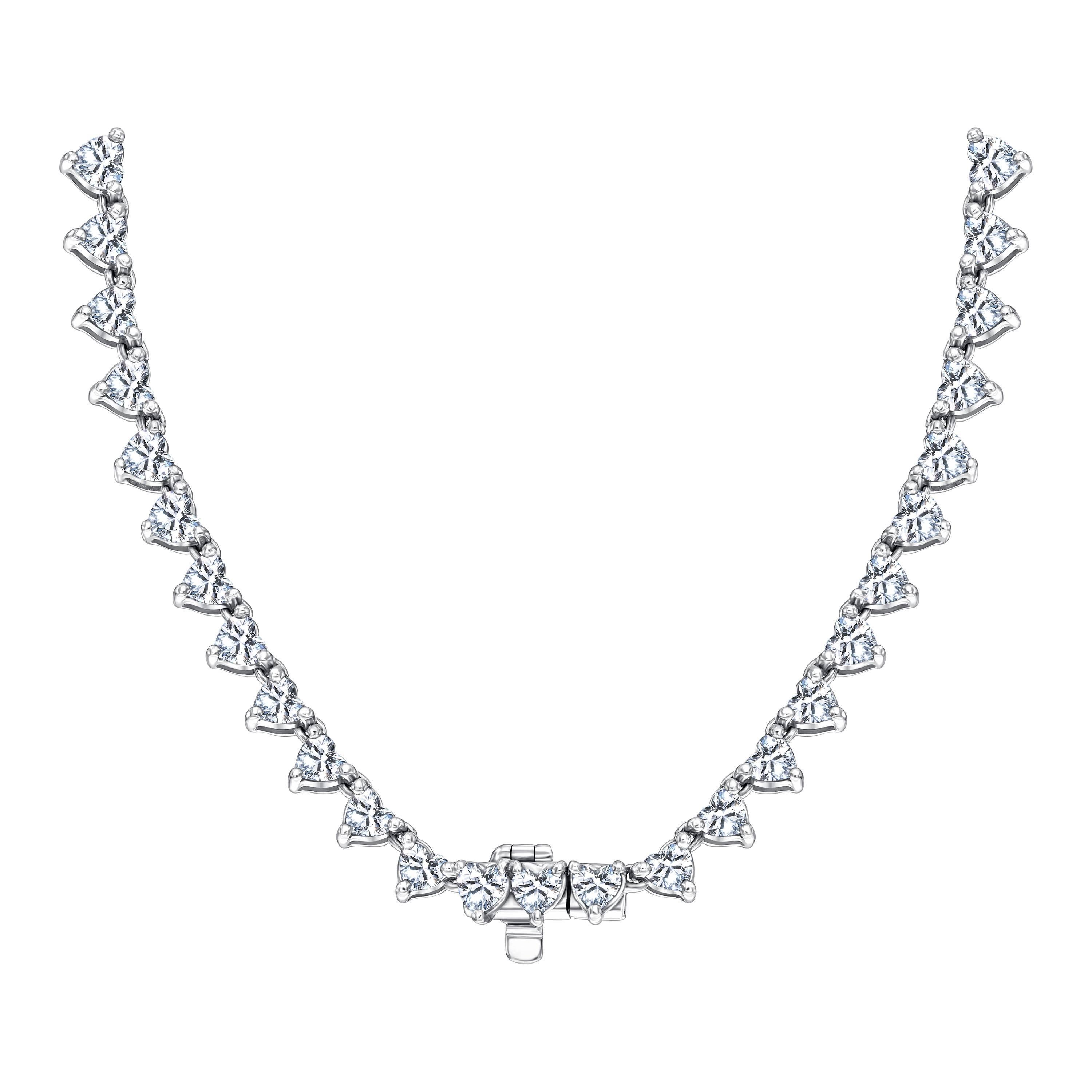 diamond heart tennis necklace