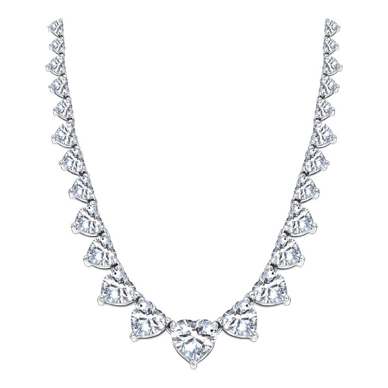 24 Carat Diamond Cluster Tennis Necklace For Sale at 1stdibs
