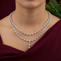 Spectrum Jewels 18.26Ct SI/H Diamond 18 Karat White Gold Multi Strand Necklace