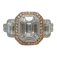 18 Karat White Gold 1.83 Carat Simon G Diamond Emerald Cut Engagement Ring