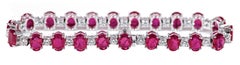 18 Karat White Gold 18.75 Carat Solitaire Ruby and Diamond Tennis Bracelet