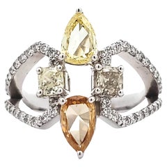 18 Karat White Gold 1.92 Carat Fancy-cut Natural Diamond Ring (Size 6.25)