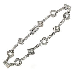 Bracelet à maillons en or blanc 18 carats avec diamants de formes multiples de 1,95 carat G Vs1