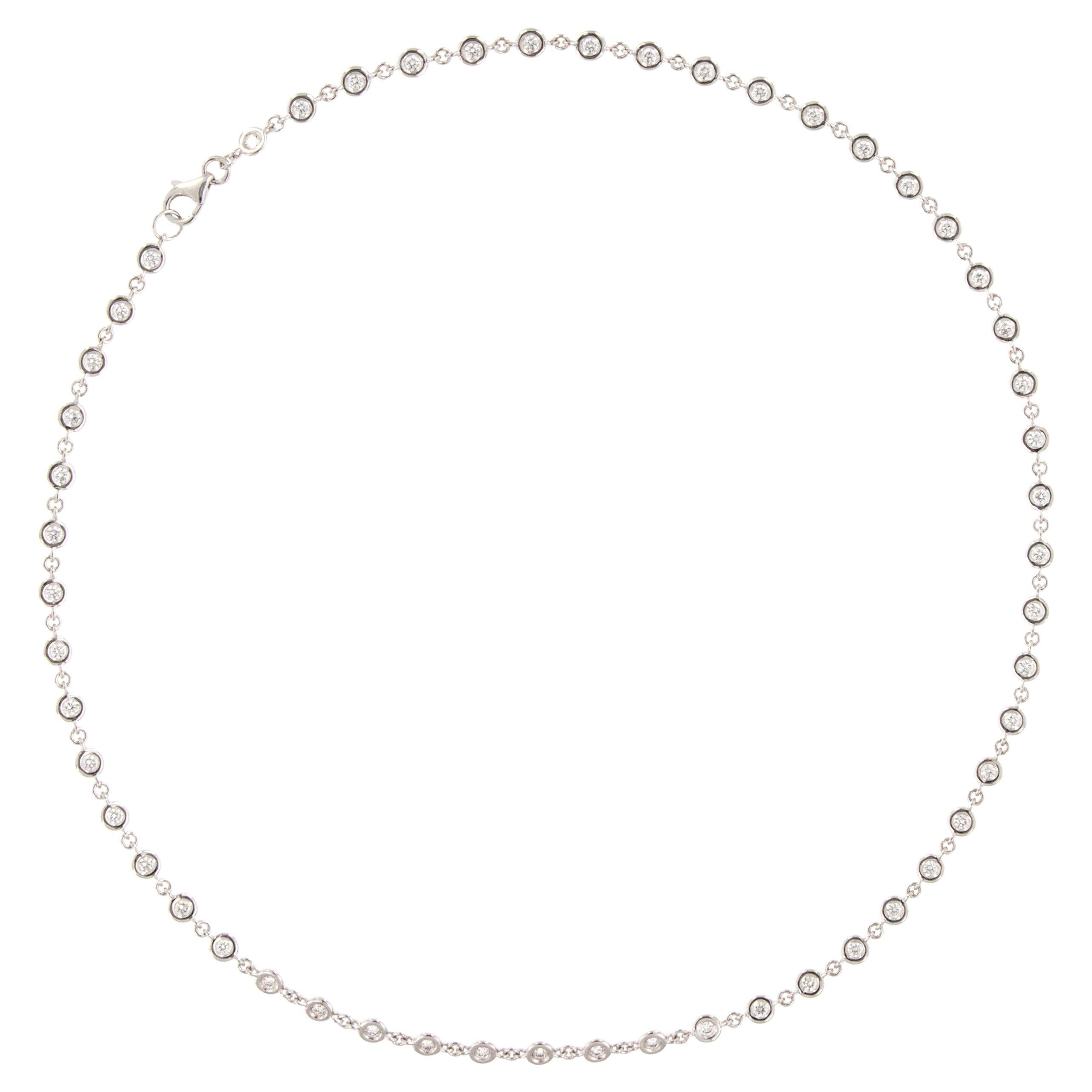 18 Karat White Gold 1.97 Cttw VS G-H Diamonds by the Yard Necklace For Sale