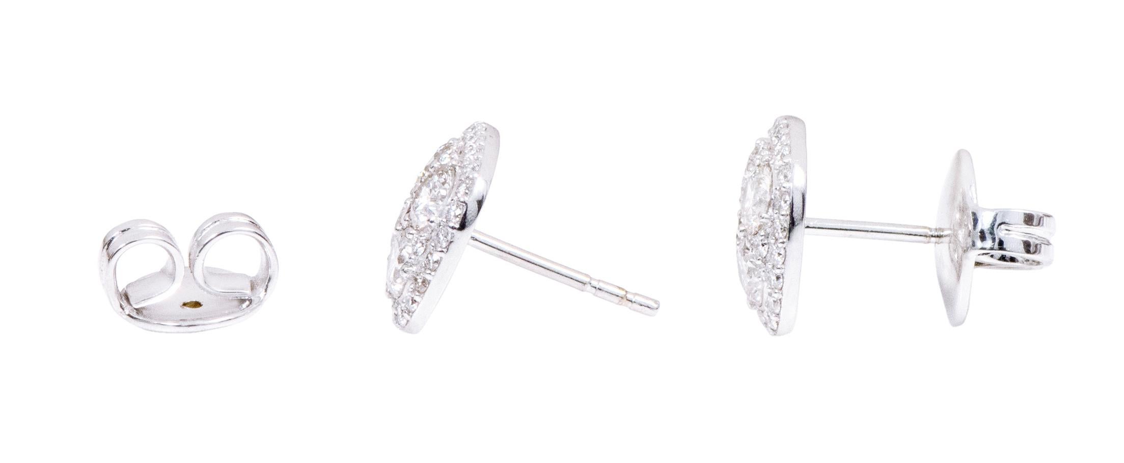 Women's 18 Karat White Gold 1.98 Carat Brilliant-Cut Diamond Stud Earrings For Sale