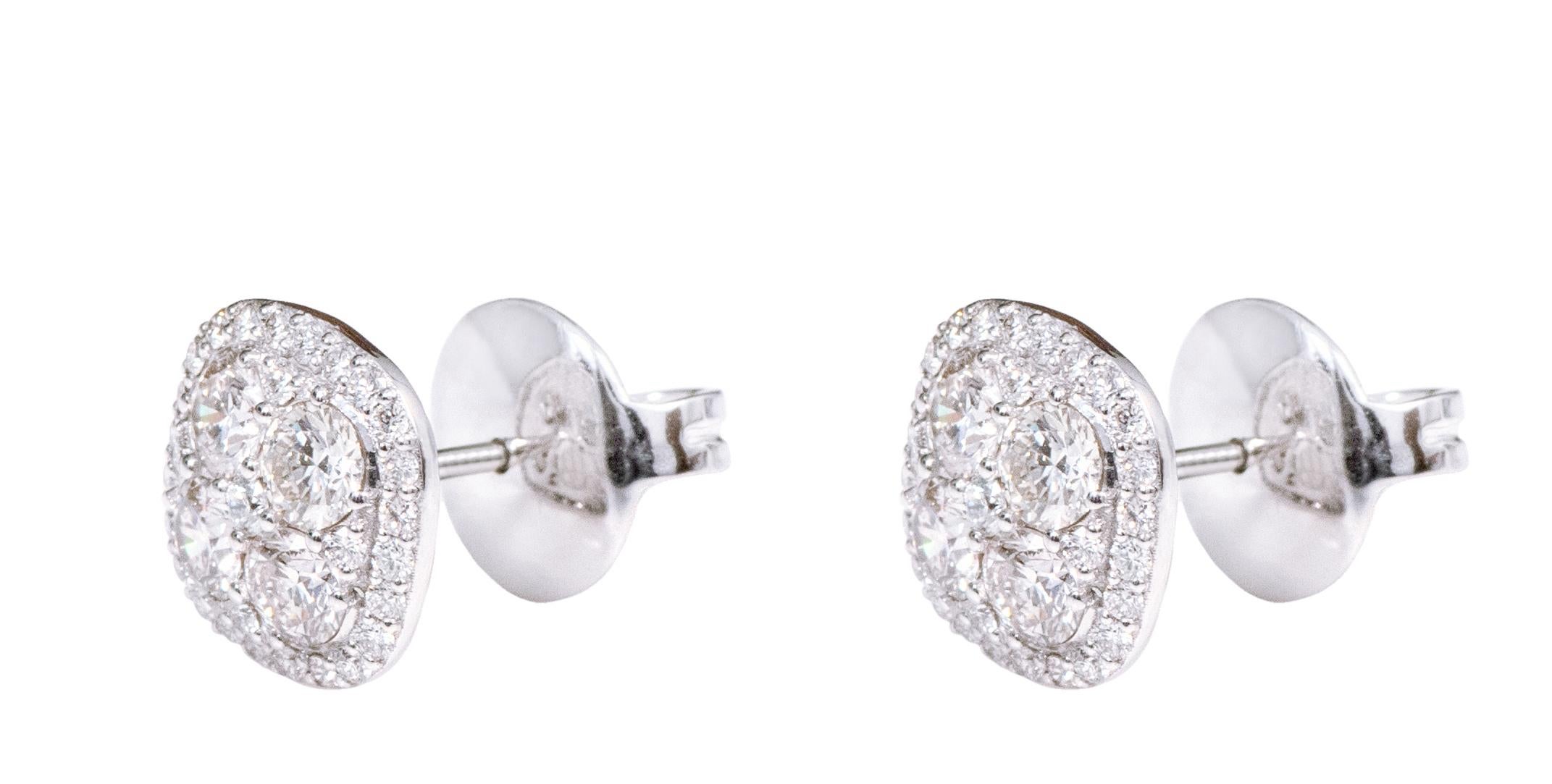 Pendientes de oro blanco de 18 quilates con diamantes talla brillante de 1,98 quilates en venta 2