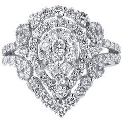 18 Karat White Gold 2.00 Carat Diamond Tear Drop Ring