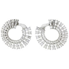 18 Karat White Gold 20.00 Carat Square Emeralds Fan Earrings